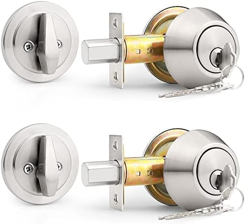 Probrico Deadbolt - 2-Pack Keyed Alike Door Hardware Brushed Nickel