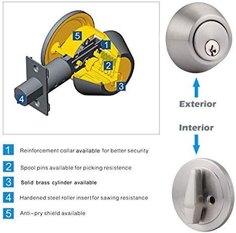 Gobrico 3 Satin Nickel Keyed Single Deadbolts