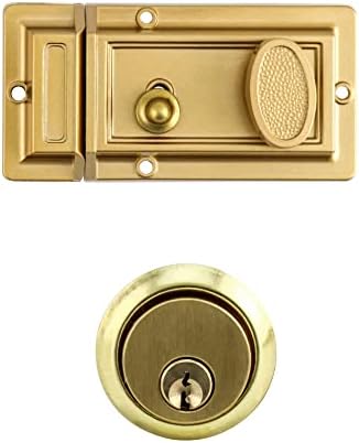 QWORK Night Latch Deadbolt Key with Gold Finish