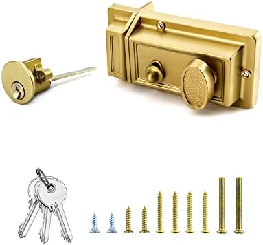 QWORK Night Latch Deadbolt Key with Gold Finish