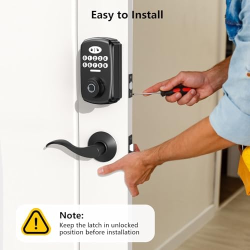 Matte Black Entry Door Lock Set - Advanced Security with 2 Lever Handles