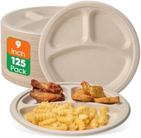 Compostable 3-Compartment Plates