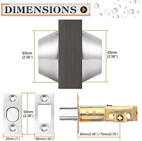 Probrico Satin Nickel Double Cylinder Deadbolt with 2 Side Keys