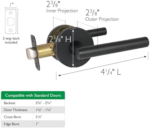Elegant Matte Black Door Lever from Design House