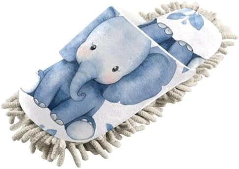 Microfiber Floor Slippers Blue Elephant Size L