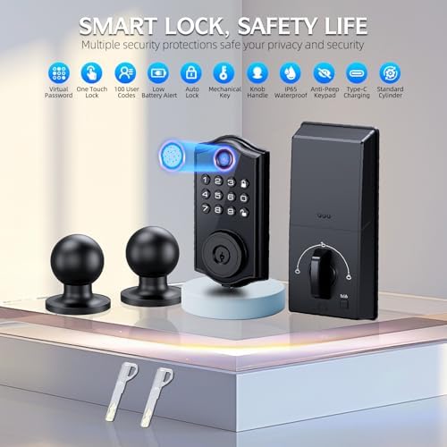 Smart Front Door Lock with Fingerprint Keypad