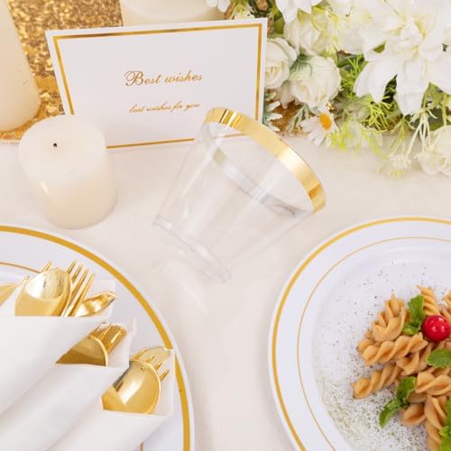 Stunning 350-Piece Gold Plastic Dinnerware Set for Parties