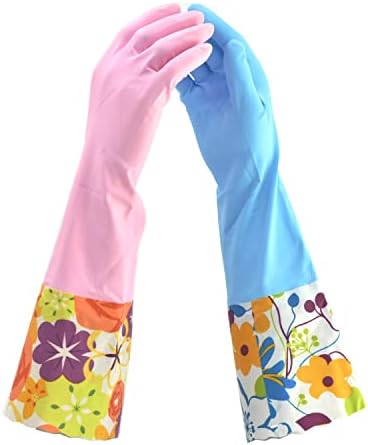 Waterproof Latex-Free Gloves with Soft Lining Long Cuff 2 PAIRS