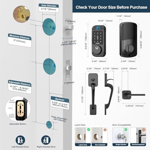 Secure Front Door Smart Lock Set with Fingerprint Bluetooth