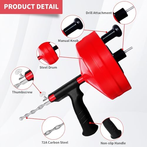 Drain SNAKE 50 ft - Durable Professional Auger