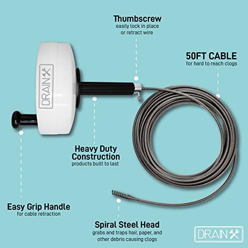 DrainX Pro 50-FT Steel Drum Auger