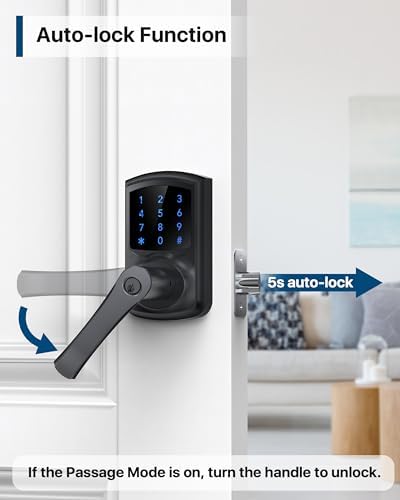 Keyless Entry Door Lock with Touchscreen Anti-Peep Security Matte Black Handle