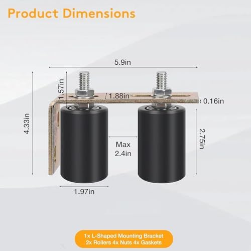 2-Piece Heavy Duty Gate Roller Guide with L-Shaped Steel Bracket