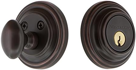 Nostalgic Warehouse Classic Rosette Single Cylinder Deadbolt in Timeless Bronze