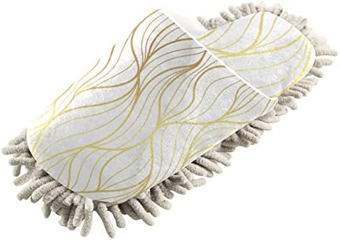 Xigua Microfiber Cleaning Slippers Gold Leaf Jacquard Washable Mop Shoes for MenWomen