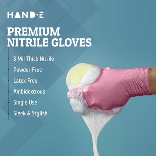 Hand-E Touch Pink Nitrile Gloves
