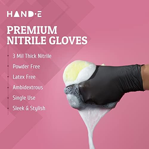 Hand-E Touch Black Nitrile Gloves Large 50 Count