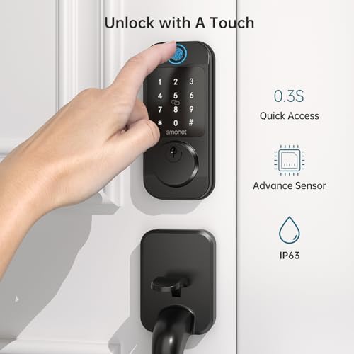 Secure Front Door Smart Lock Set with Fingerprint Bluetooth