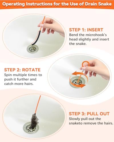 Anti-Break Metal Snake Drain Hair Remover Set