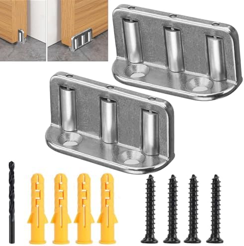 2-Piece Barn Door Floor Guide Set with Adjustable Rollers