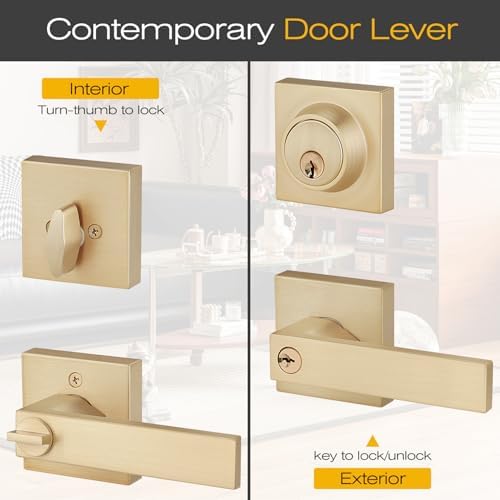 5-Piece Entry Door Handle Set for Modern Door Locks