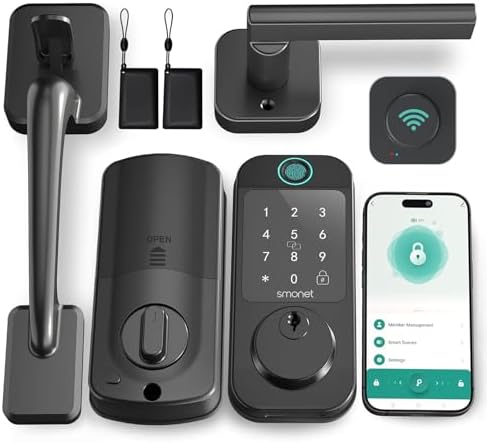 Secure Front Door Smart Lock Set with Fingerprint Bluetooth