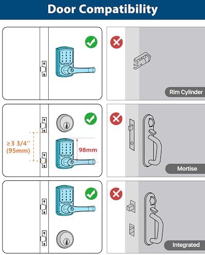 Keyless Entry Door Lock with Touchscreen Anti-Peep Security Matte Black Handle