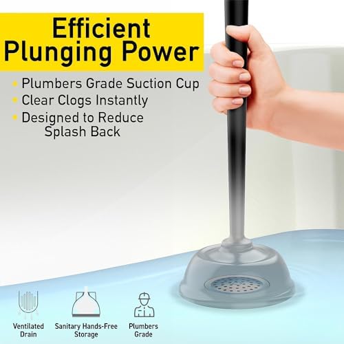 Powerful Mini Plunger for Bathroom Drains Black