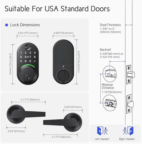 Smart Front Door Lock Set with Fingerprint Keypad Entry
