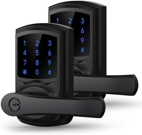 Keyless Entry Door Lock with Touchscreen Anti-Peep Security Matte Black Handle