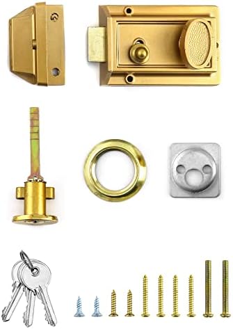 QWORK Night Latch Deadbolt Key with Gold Finish