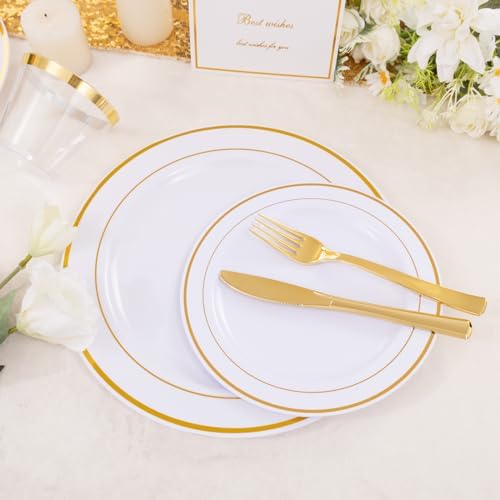 Stunning 350-Piece Gold Plastic Dinnerware Set for Parties