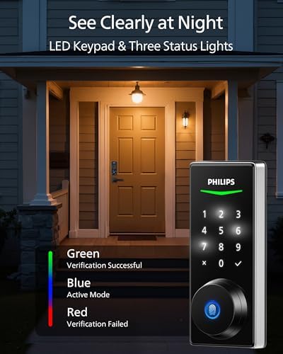 Philips Fingerprint Door Lock Keyless Entry Door with Laser Pattern Fingerprint