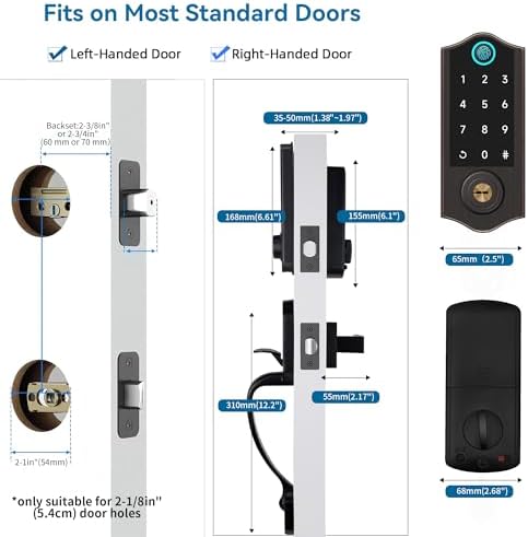 Fingerprint Door Lock Smart Deadbolt with App Control Keyless Entry 247 Security