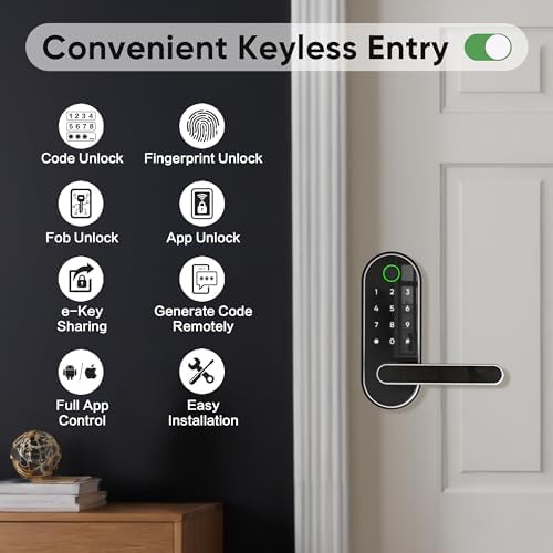 Compact Biometric Fingerprint Door Lock with Multiple Access Entries and Voice Control
