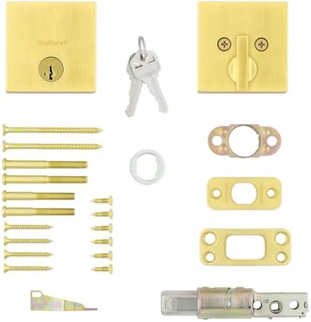 Secure Entry Door Pick-Resistant Satin Brass Keyed Deadbolt with Microban Protection