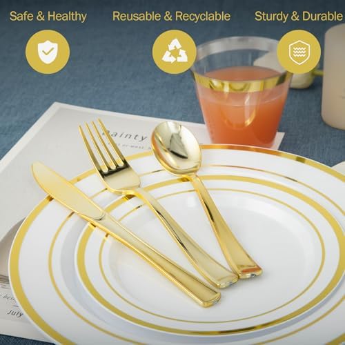N9R Gold Plastic Dinnerware Set 600PCS