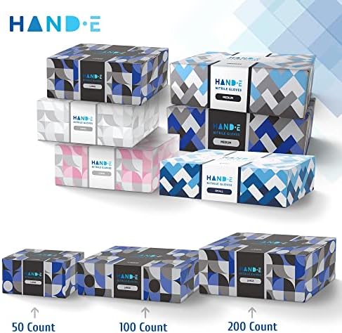 Hand-E Touch Black Nitrile Gloves Large 50 Count