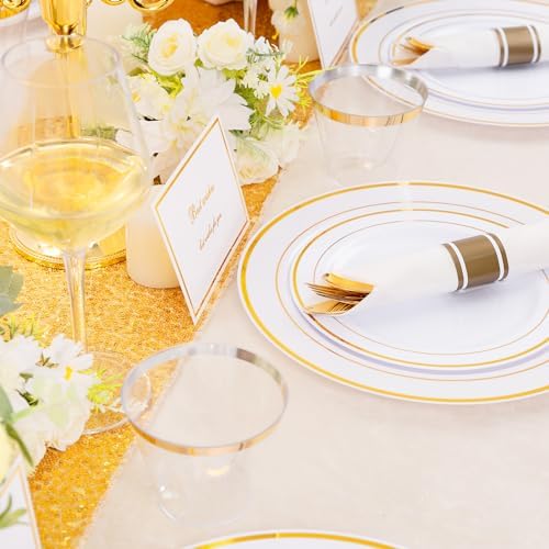 Stunning 350-Piece Gold Plastic Dinnerware Set for Parties