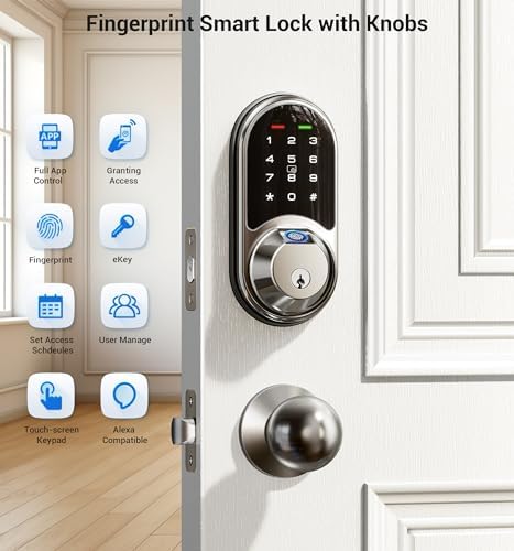 Veise Smart Lock Set for Front Door with 2 Knob Handle
