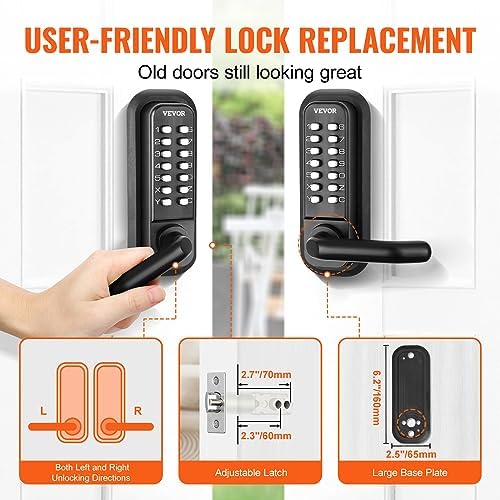VEVOR Mechanical Keyless Entry Door Lock Outdoor Door Lock Set