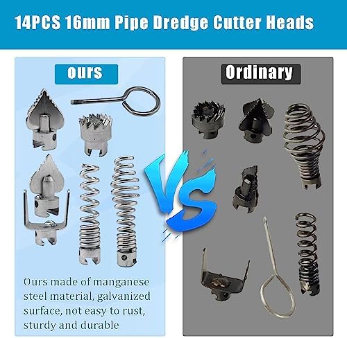 Drain Cleaner Cutter Heads Set - Durable Manganese Steel for Efficient Drainage