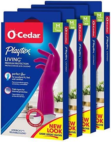 Perfect for Cleaning Playtex Medium Reusable Rubber Gloves 4 Pairs