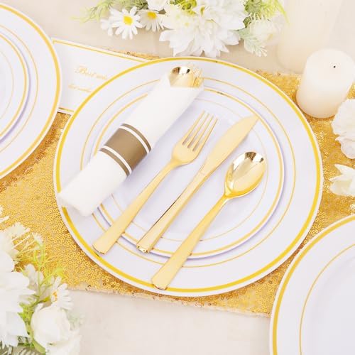 Stunning 350-Piece Gold Plastic Dinnerware Set for Parties