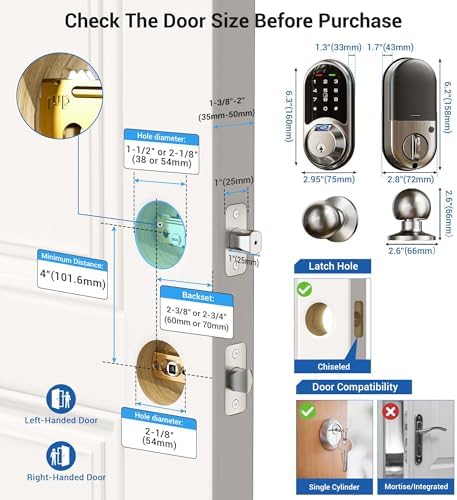 Veise Smart Lock Set for Front Door with 2 Knob Handle