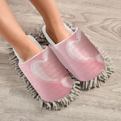 Burbuja Valentine Pink Hearts Mop Slippers Microfiber