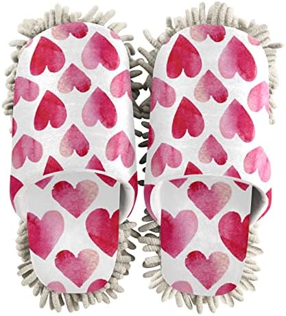 Xigua Heart-Print Valentines Day Microfiber Slippers
