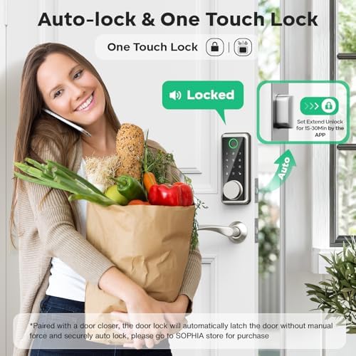 SOPHIA Smart Door Lock IP68 Security Fingerprint Entry