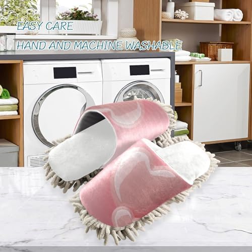 Burbuja Valentine Pink Hearts Mop Slippers Microfiber