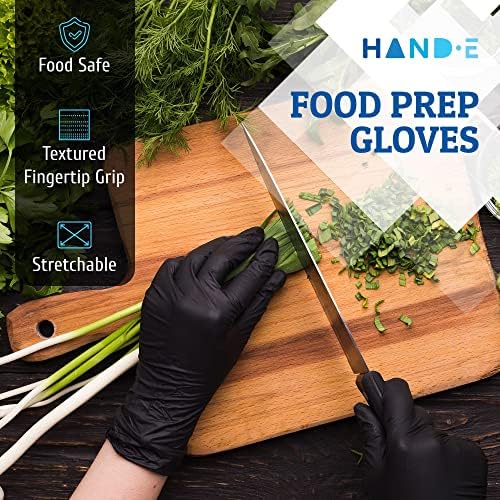Hand-E Touch Black Nitrile Gloves Large 50 Count
